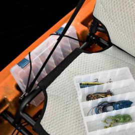 The Yellowfin 130T has two tackle tray holders that fit PLANO 3600 tackle trays.