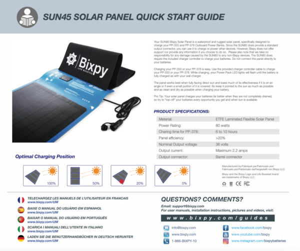 Bixpy Sun80 Waterproof Solar Panel 5