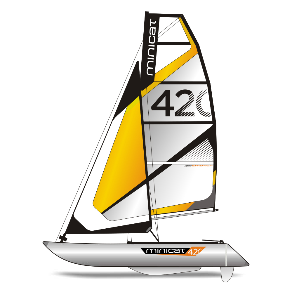 minicat 420 inflatable sailboat emotion orange