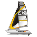minicat 420 inflatable sailboat evoque orange