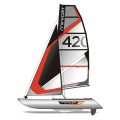 minicat 420 inflatable sailboat evoque red
