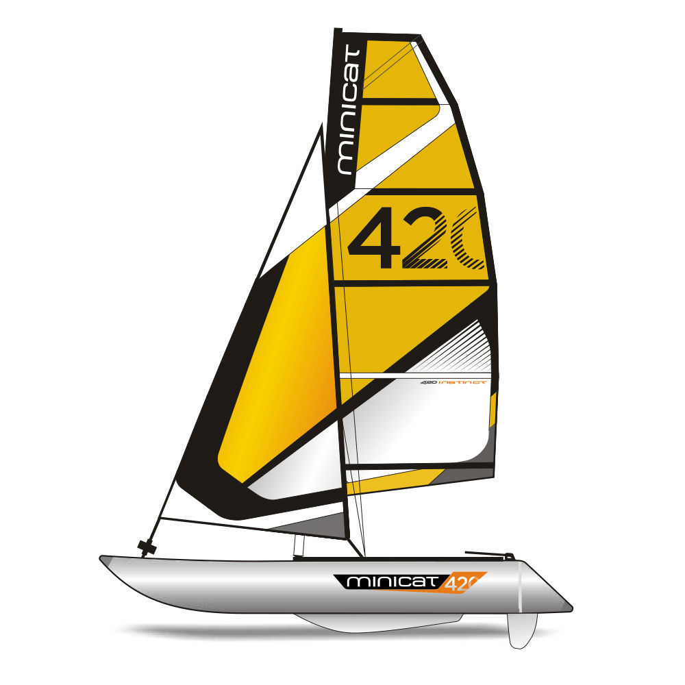 minicat 420 inflatable sailboat instinct orange
